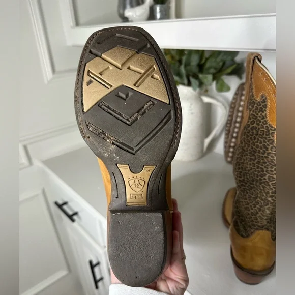 Ariat Crossfire Leopard Flare Leather Wester Cowboy Boots Women's - Size 8.5 B - Picture 6 of 8